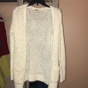 fuzzy cardigan